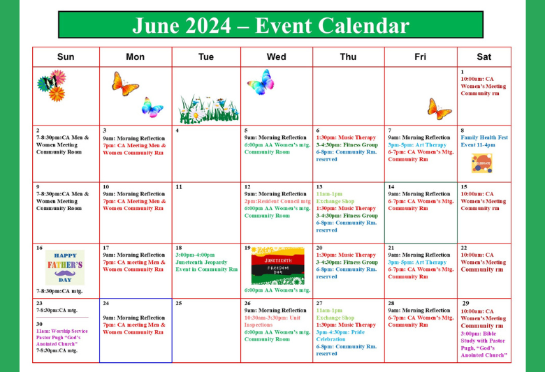 June Event Calendar